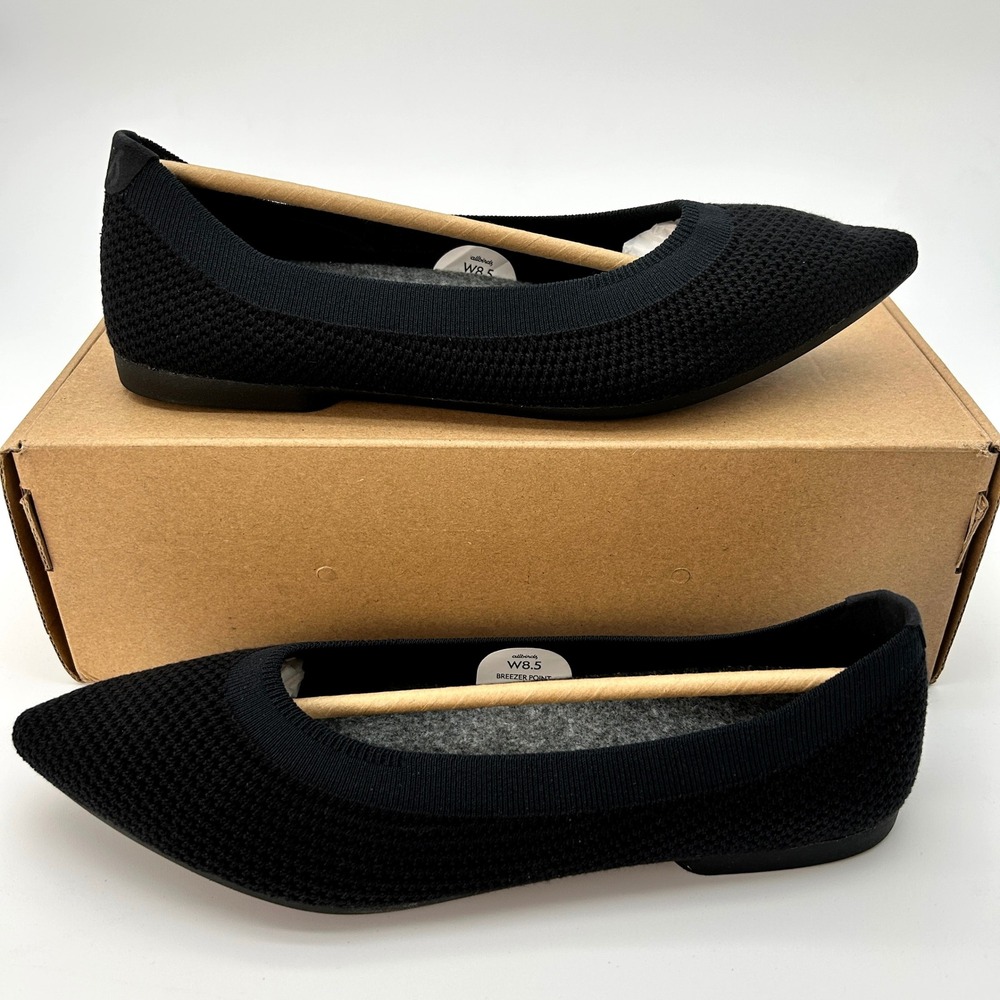 Allbirds Breezer Point Flats Womens Sz 8.5 Sustainable Black Knit NEW A12663W085